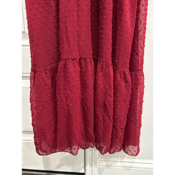 Fashion Ruffle Sleeve Swiss Dot Elastic Waist Tiered Hem Midi Dress Size L Goth - Picture 6 of 12